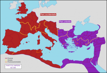 800px partition of the roman empire in 395 ad